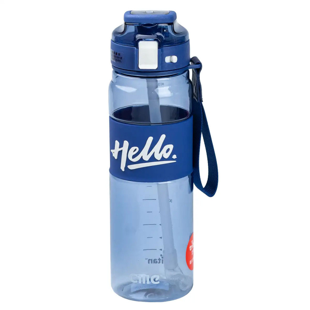 Happy Life Пляшка для води 860 мл тритан з ремінцем і ручкою Синя HP17303BL Коломия - фото 1