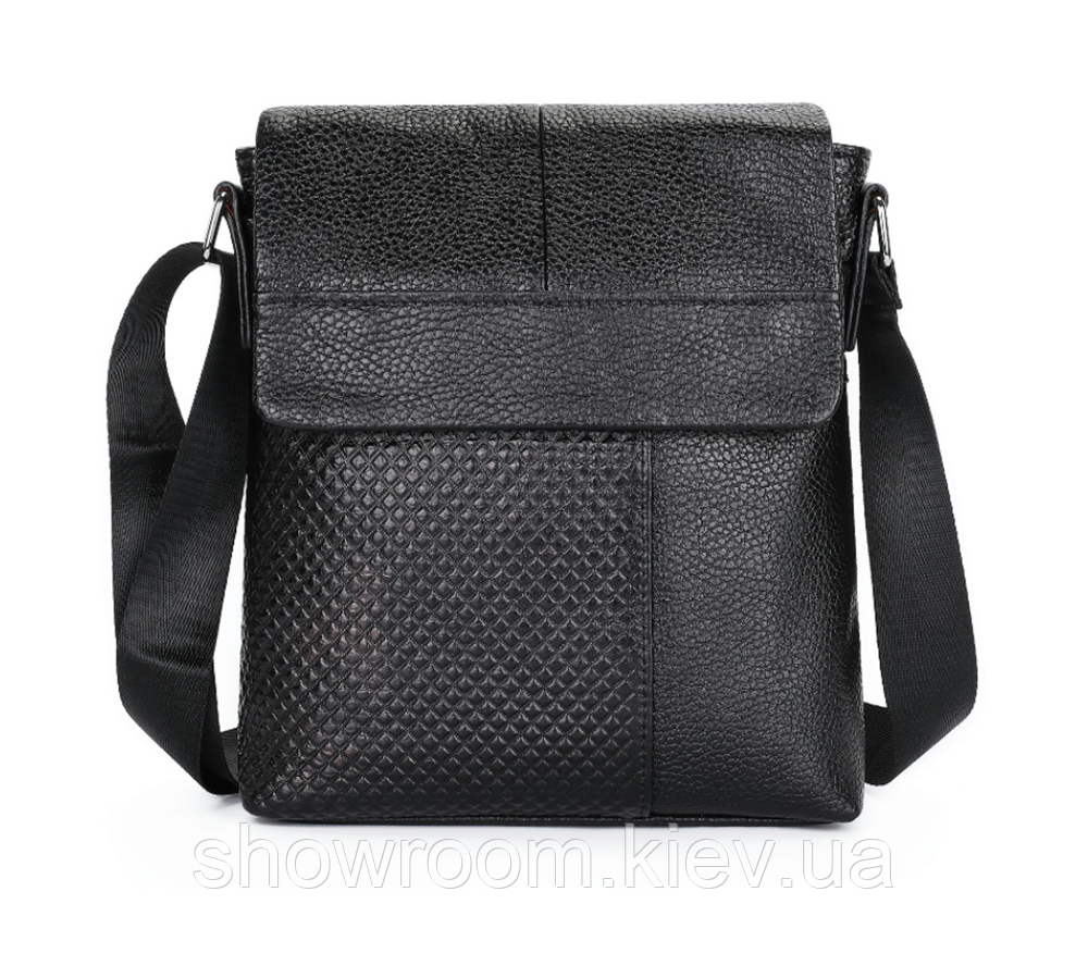 Чоловічі сумки месенджер Leather Collection (5067) шкіряна чорна Київ - фото 3