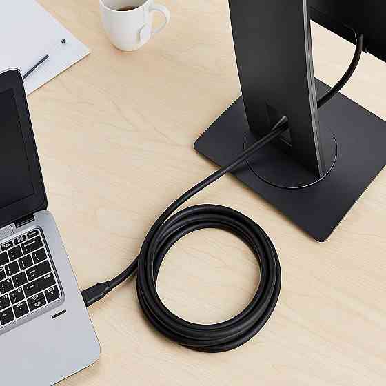 Кабель DisplayPort Amazon Basics DP 1.4 3м Черный 8K@60Hz 4K@120Hz HDR DSC HBR3 32.4Gbps позолоченные контакты Киев