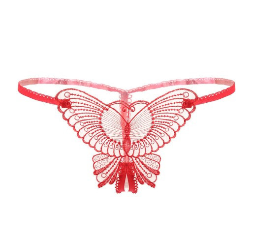 Трусики з розрізом та метеликом червоного кольору - розмір універсальний, (на резинці, тянуться) Київ - фото 5