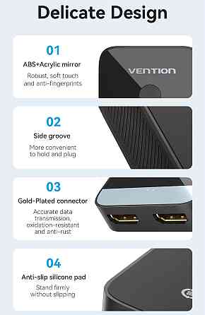 Сплітер HDMI 2.0 UHD 4K 60Hz 3D, HDCP,1080P перемикач двонаправлений 2 IN 1 OUT Vention Вінниця