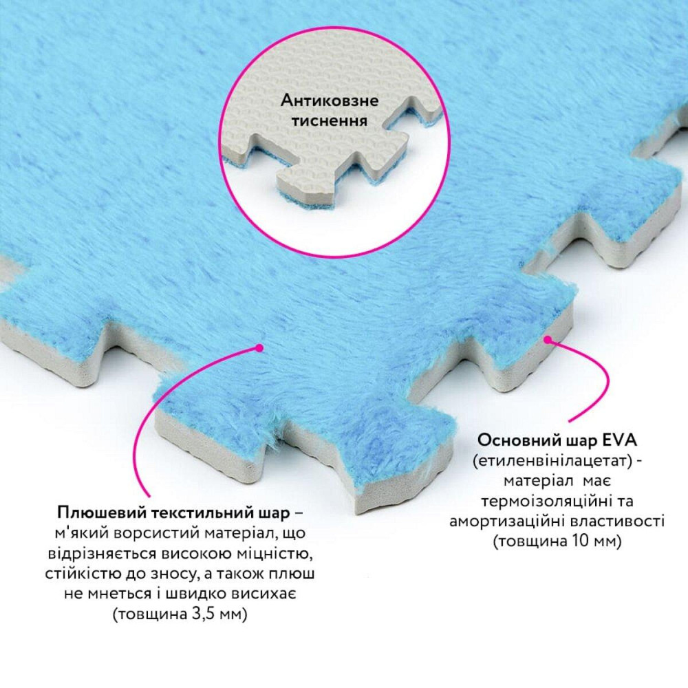 Плюшева блакитна підлога-пазл для дітей Київ - фото 3