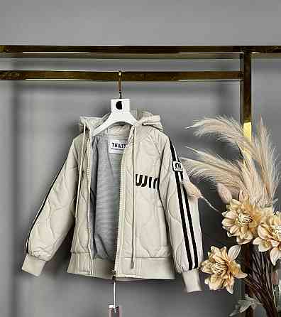 Демисезонная куртка бомбер для девочек с лампасами 116 Николаев