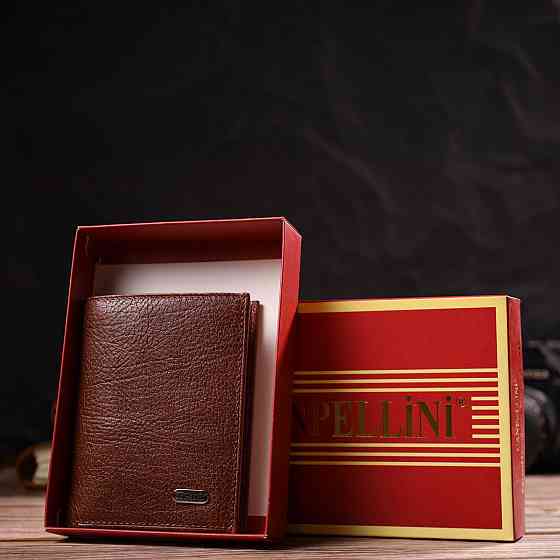 Цікавий компактний гаманець для чоловіків із натуральної шкіри флотар CANPELLINI 21874 Коричневий Київ