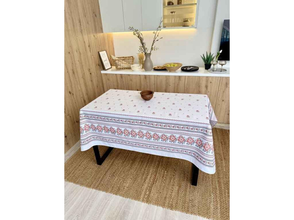 Скатертина 110*150 бавовняна Білий орнамент ТМ ПЛАТКИ-ОПТ Київ - фото 1