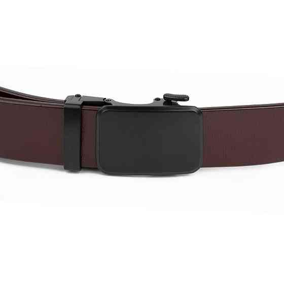 Ремень мужской с черной пряжкой автомат Vintage 20271 Коричневый Киев