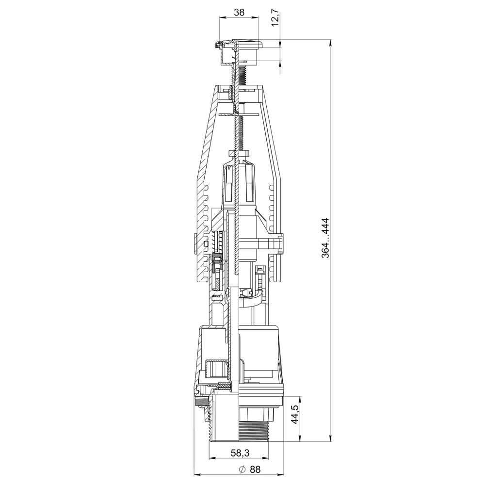Сливной клапан бачка унитазу OPTIMUM с одним режимом слива (хромированная кнопка) OPTI 0410 (000031458) Киев - изображение 8