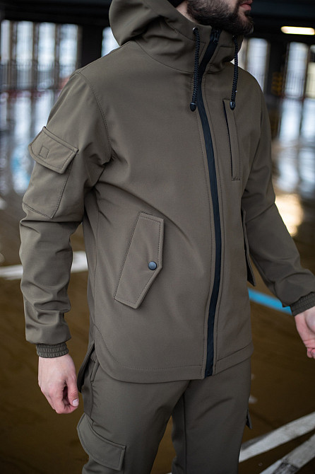 Чоловічий тактичний костюм Softshell Intruder хакі, куртка з капюшоном і штани з кишенями софтшел S Одеса - фото 9