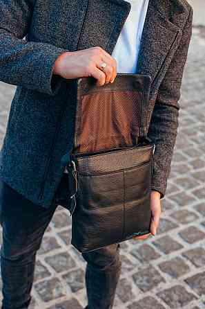 Мужская сумка через плечо кожаная черная Tiding Bag SK A75-181 Киев