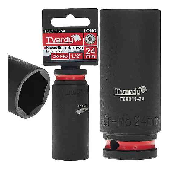 Головка ударна "Tvardy" з хром-молібденової сталі (Cr-Mo)  1/2"  6-гранна довга 24 мм Київ