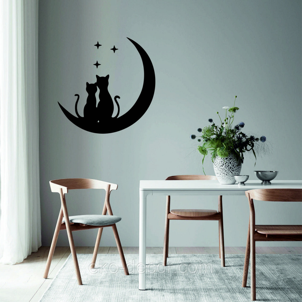 Декоративное настенное 3D Панно «Коты» Декор на стену с объемом 90*90 см, Черный Киев - изображение 4