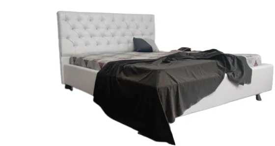 Кровать Двуспальная Arizona Comfort 180 x 190 см Стразы С подъемным механизмом и нишей для белья Экокожа Белый Киев