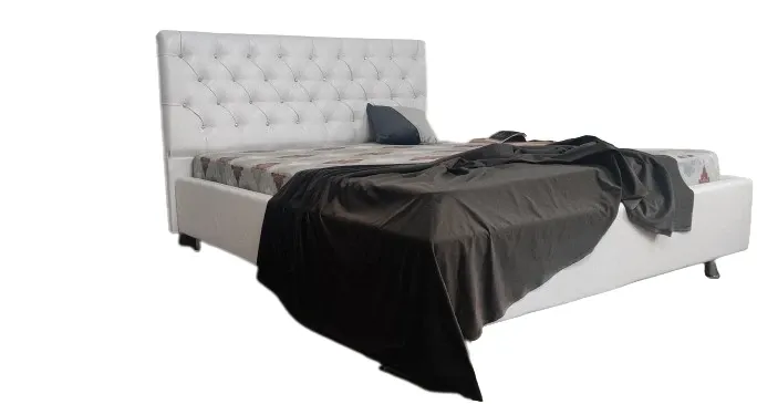 Кровать Двуспальная Arizona Comfort 180 x 190 см Стразы С подъемным механизмом и нишей для белья Экокожа Белый Киев - изображение 2