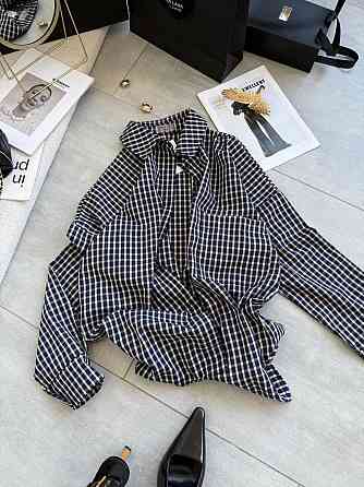 Женская оверсайз рубашка в мелкую клетку костюмный тиар Одесса