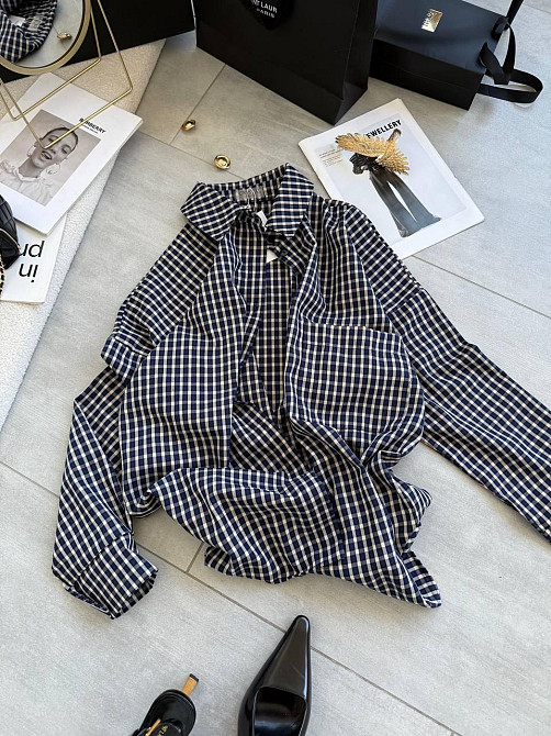 Жіноча оверсайз сорочка у мілку клітинку костюмний тіар Одеса - фото 5