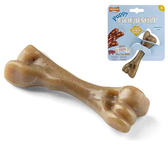 Nylabone Gourmet Puppy Femur Bacon НИЛАБОН ГУРМЕ ПАППИ КОСТЬ жевательная игрушка для щенков, вкус бекона Киев