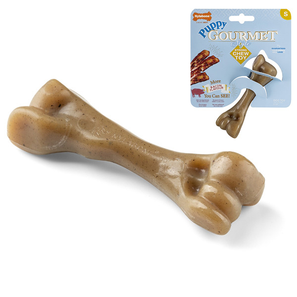 Nylabone Gourmet Puppy Femur Bacon НИЛАБОН ГУРМЕ ПАППИ КОСТЬ жевательная игрушка для щенков, вкус бекона Киев - изображение 1