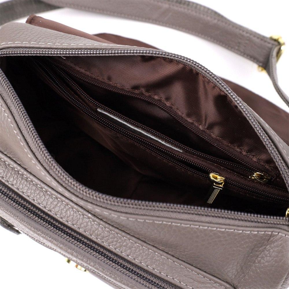 Практична сумка з натуральної шкіри для стильних жінок Vintage 22974 Сірий Київ - фото 8