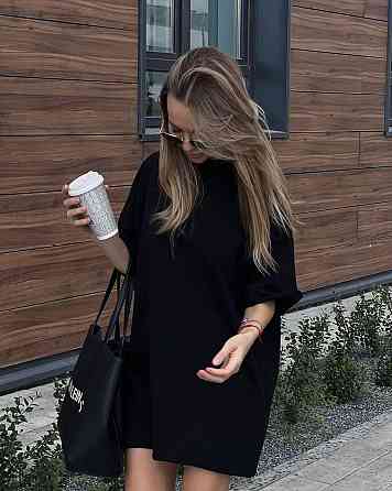 Женское стильное повседневное платье-футболка турецкая двунитка Одесса