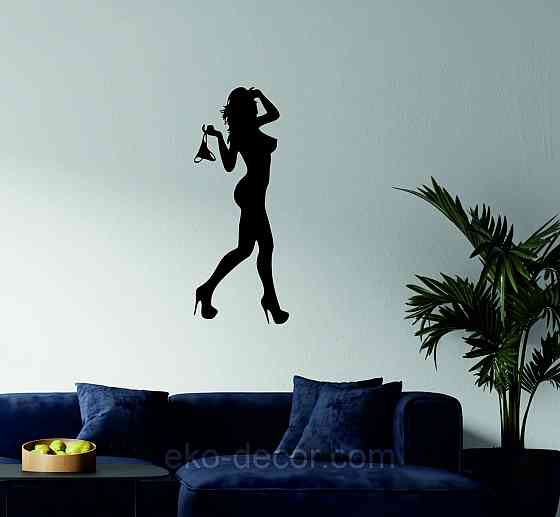 Декоративное настенное Панно «Силуэт женщины», Декор на стену 90*36 см, Черный Киев