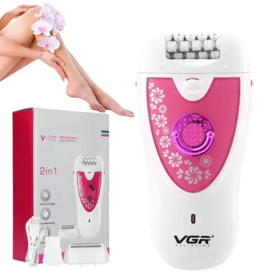 Эпилятор VGR V-722 аккумуляторный 2 скорости 32 пинцета с насадками / Беспроводной эпилятор Коломия