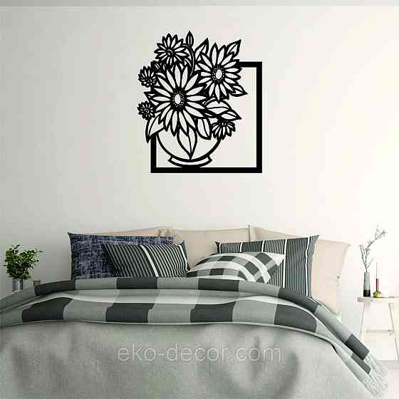 Декоративне настінне Панно «Букет квітів», Декор на стіну 110*96 см, Чорний Київ