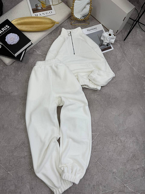 Женский теплый прогулочный костюм двойка из двухстороннего флиса Молочный, 42/46 Одесса - изображение 1