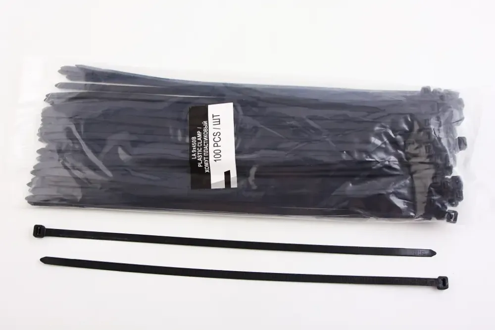 Хомут стрічковий пластм. чорний 9.0*450 мм LSA (100 шт.) Вінниця - фото 1