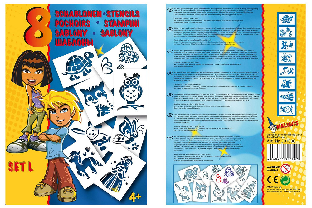 Трафарети MALINOS для дівчаток 8 шт (Набір L) Киев - изображение 1