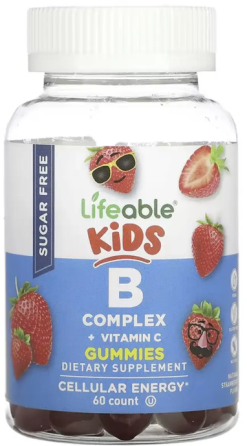 Витамины группы В + витамин С для детей Lifeable B Complex + Vitamin C Kids Sugar Free 60 жев таб клубника Киев