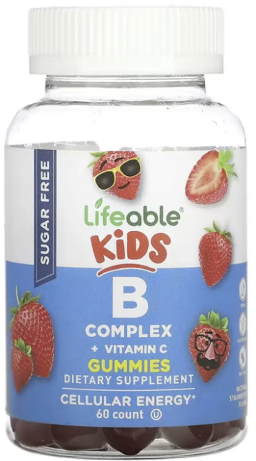 Витамины группы В + витамин С для детей Lifeable B Complex + Vitamin C Kids Sugar Free 60 жев таб клубника Киев - изображение 1