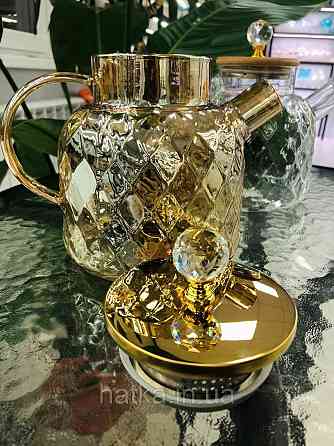 Чайник заварювальний Olens "Ромбус" 1500 мл скляний із бамбуковою кришкою для дому та ресторану Київ