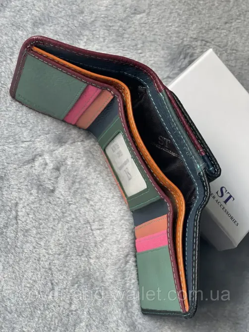 Фірмовий маленький шкіряний жіночий гаманець чорно бордового кольору ST 403-1 Київ - фото 6