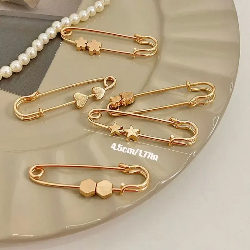 Набір брошок-шпильок 5 шт – золотисті аксесуари з фігурними елементами Київ - фото 8