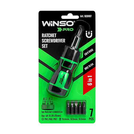 Викрутка Winso Pro реверсивна з комплектом насадок 6в1 Львів