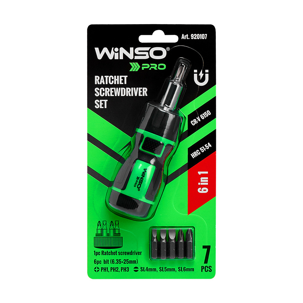 Викрутка Winso Pro реверсивна з комплектом насадок 6в1 Львів - фото 1