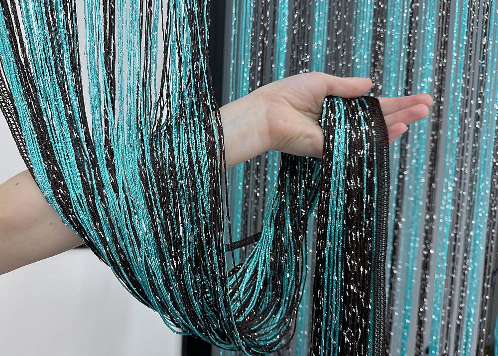 Шторы-нити с люрексом Бирюзовый с венге 300х300см 1 шт (61-101) Киев - изображение 6