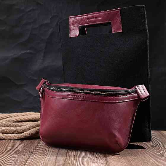 Красива бананка для жінок з натуральної шкіри GRANDE PELLE 22815 Рожевий Київ