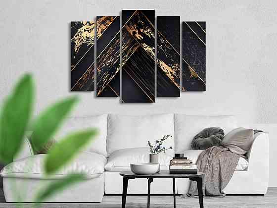 Модульна картина у вітальню / спальню Абстракція золотий Візерунок Art-384_5 ( 80х118см ) Київ