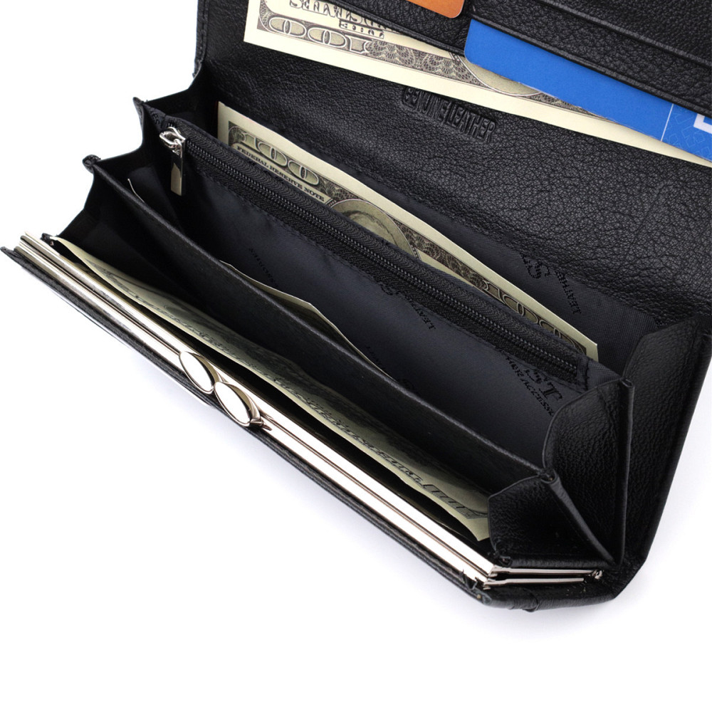 Класичний жіночий гаманець з натуральної шкіри ST Leather 22676 Чорний Київ - фото 6