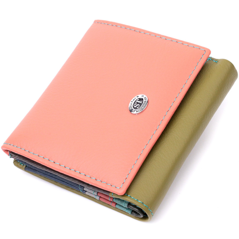 Модный женский кошелек с оригинальной монетницей из натуральной кожи Разноцветный (ST Leather) Киев - изображение 5