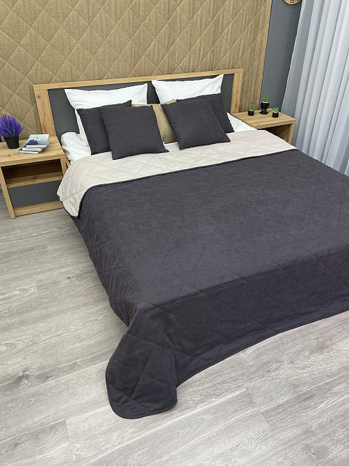 Покрывало стеганое Decorator Sparta Diamond ромб 240х260 см графитовый (85-062) Киев - изображение 7