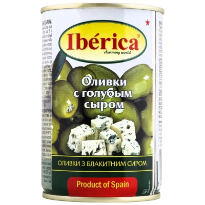 Овочева консервація Iberica Оливки фаршировані блакитним сиром 300 г (8436024298901) Вінниця - фото 1