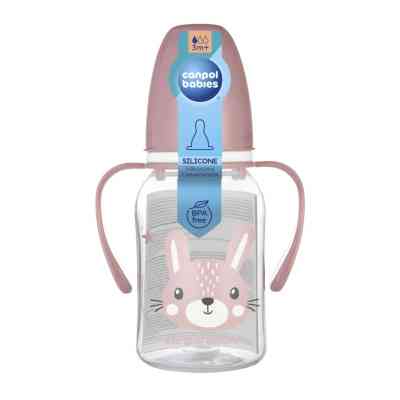 Пляшечка для годування Canpol babies CUTE ANIMALS стандартна з ручками 120 мл рожева (11/823_pin) Вінниця
