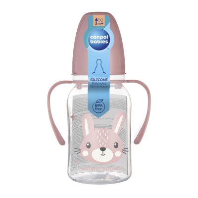 Бутылочка для кормления Canpol babies CUTE ANIMALS стандартная с ручками 120 мл розовая (11/823_pin) Винница - изображение 3