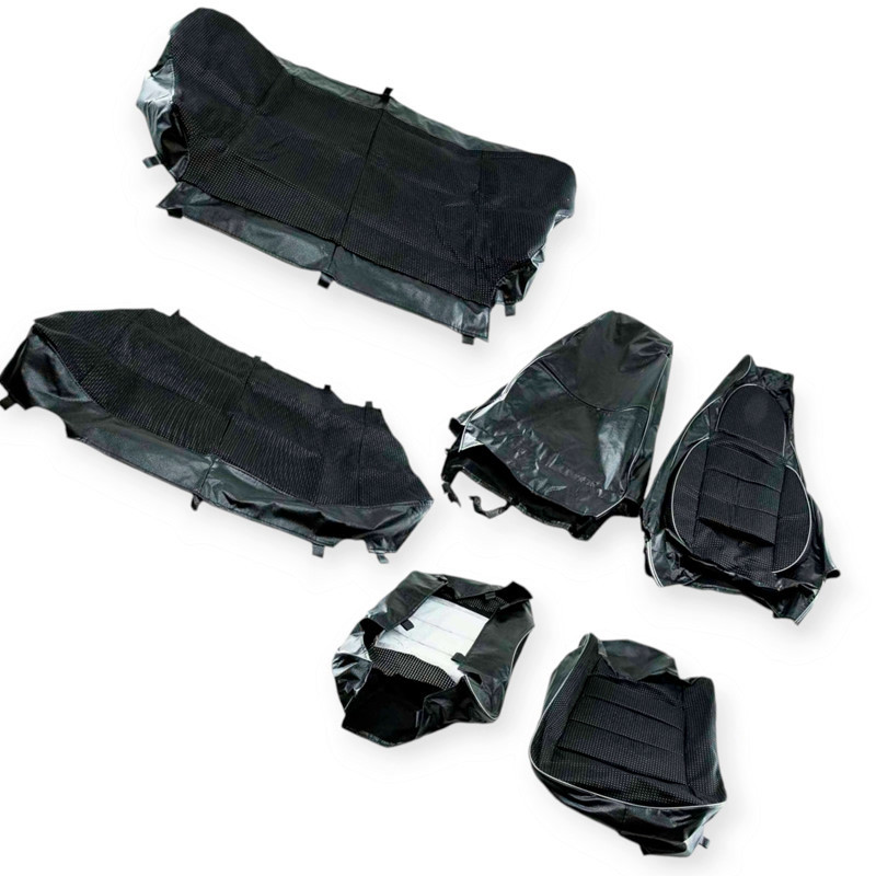 Чохли ваз 21213 нива тайга "пілот" сірі шкірозамінник+тканина салону Мукачево - фото 1