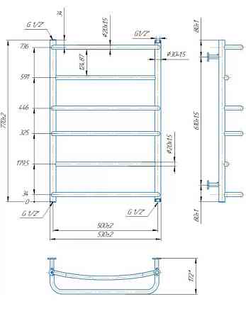 Водяной полотенцесушитель Mario INOX Люкс HP 770х530/500 Киев