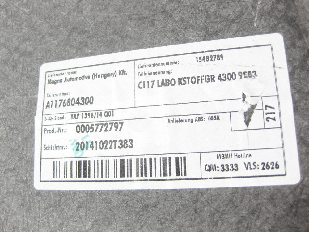 Mercedes-Benz  A1176804300 9E83 Підлога багажника + ручка A2126840035 9051 CLA C117 Одеса - фото 5