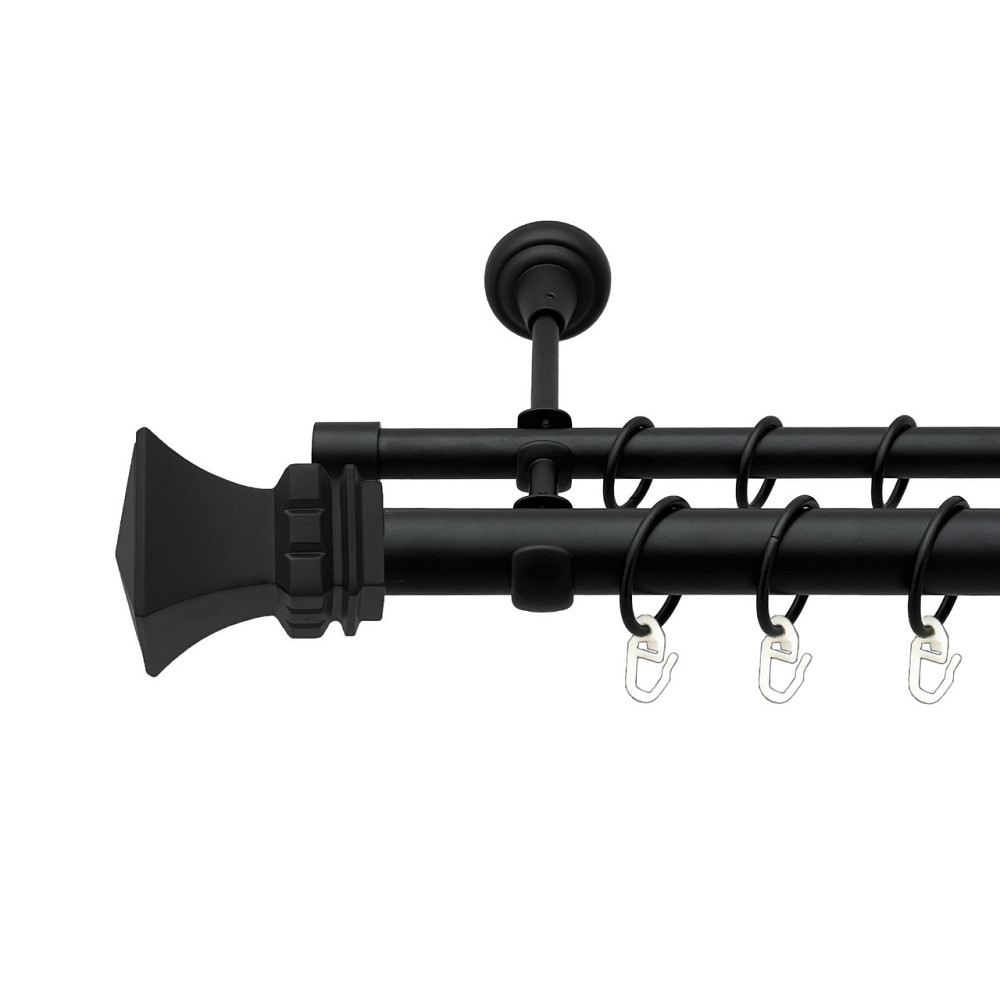 Карниз Orvit Емпорія металевий дворядний відкритий гладка труба кільце металеве Чорний Оксамит 25\16 мм 300 см (00-00024523) Львів - фото 1