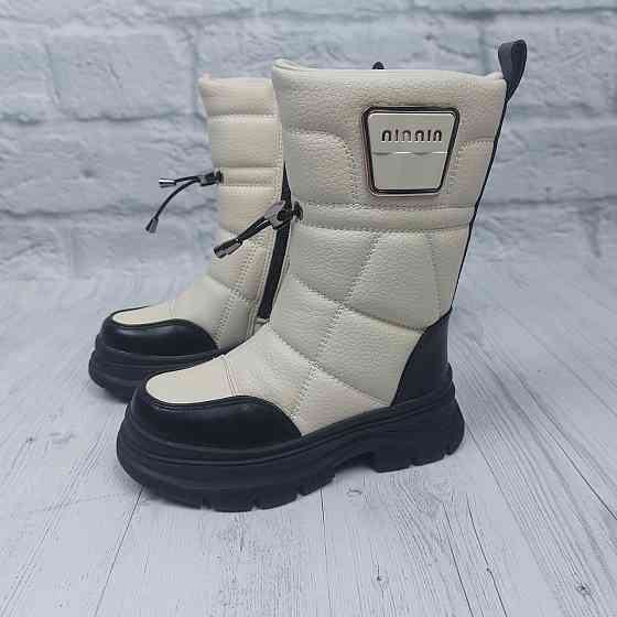 Детские бежевые зимние ботинки  для девочек с тракторной подошвой  26 Николаев